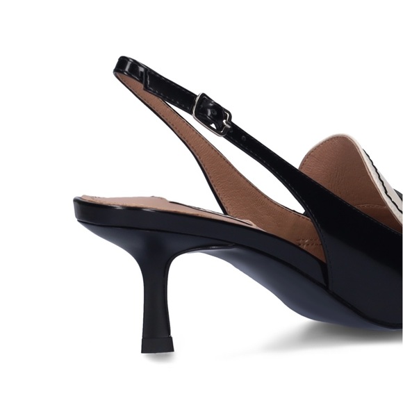 Bibi Lou black and white patent leather kitten heel slingback pumps 38 - Picture 3 of 7